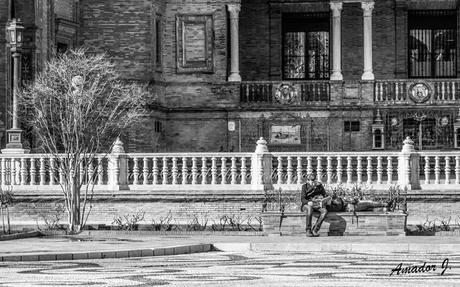 SEVILLA en BLANCO y NEGRO: PARQUE Mª LUISA y PLAZA DE ESPAÑA. PARTE II