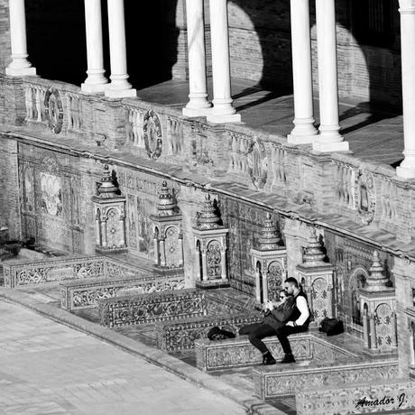 SEVILLA en BLANCO y NEGRO: PARQUE Mª LUISA y PLAZA DE ESPAÑA. PARTE II