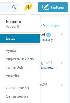 Listas de Twitter inicio listas