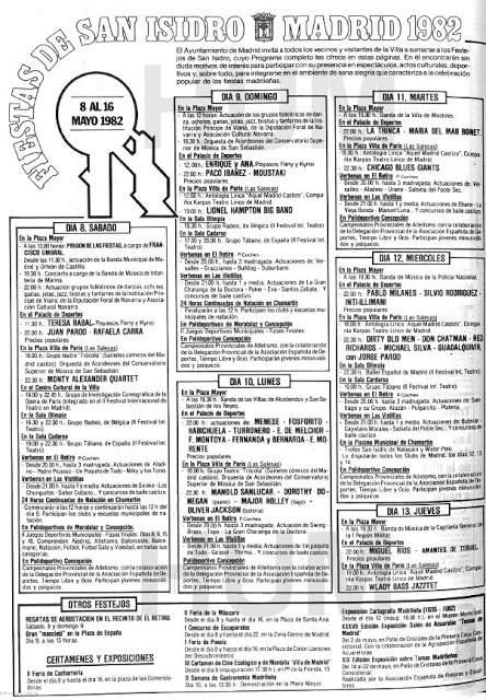 San Isidro 1982. Programa de festejos San Isidro 1982. Programa de festejos