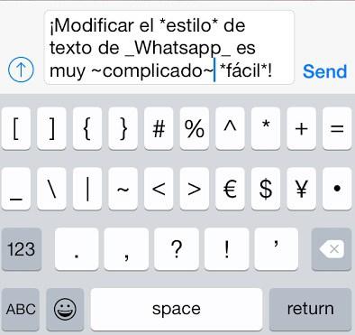Cómo modificar el estilo de texto en Whatsapp texto pre modificado en whatsapp