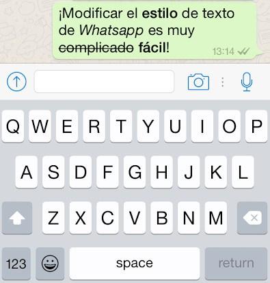 Cómo modificar el estilo de texto en Whatsapp texto modificado en whatsapp