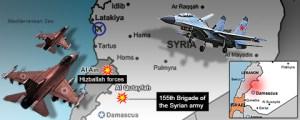 aviones de guerra en el mapa siria