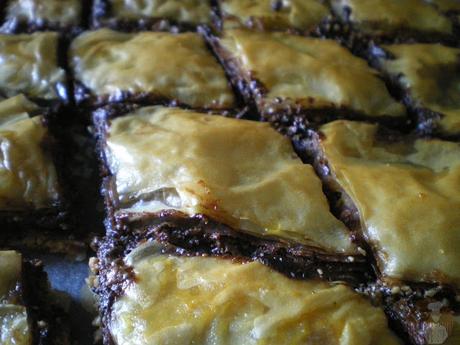 Baklava de chocolate y nutella: recién horneadas