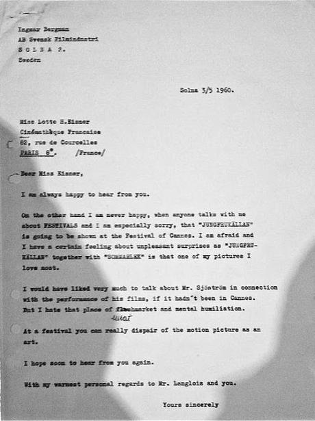 Cartas de cine: Bergman le escribe a Lotte Eisner