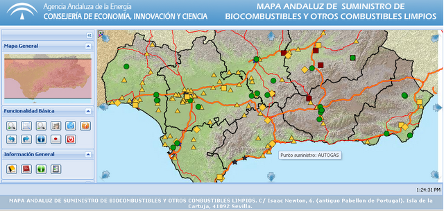 Mapa andaluz de suministro de biocombustibles y otros combustibles limpios Mapa andaluz de suministro de biocombustibles y otros combustibles limpios
