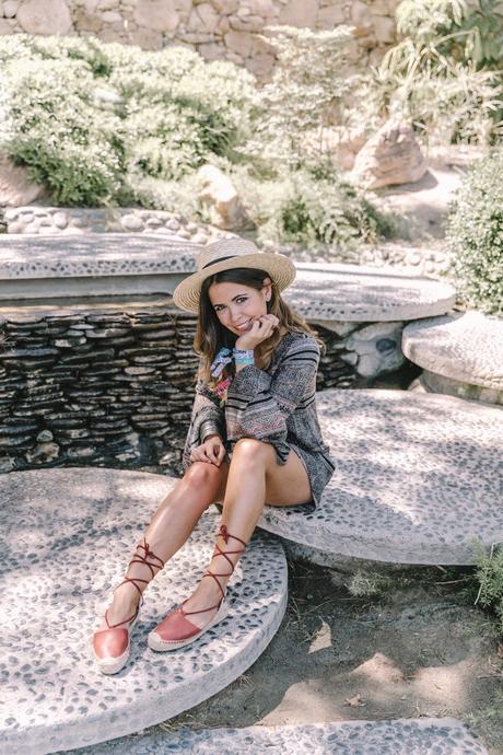 Elvis Honeymoon Hideway Boho_Dress-Lace_Up_Dress-Lack_of_Color-Revolve_Clothing-Straw_Hat-Soludos_Espadrilles-Palm_Springs-Outfit-Collage_Vintage-9