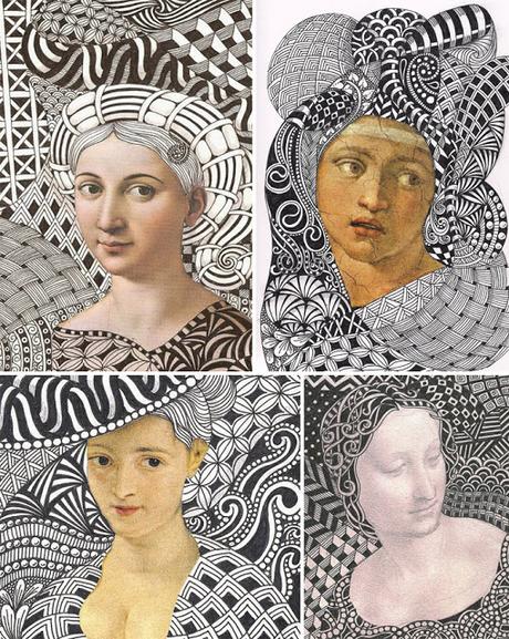 Retratos con collage y texturas visuales Retratos con collage y texturas visuales