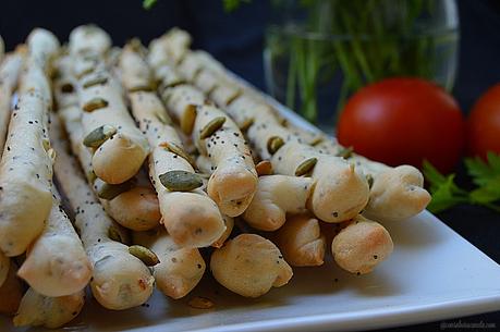 Grisines de semillas de amapola y pipas de calabaza