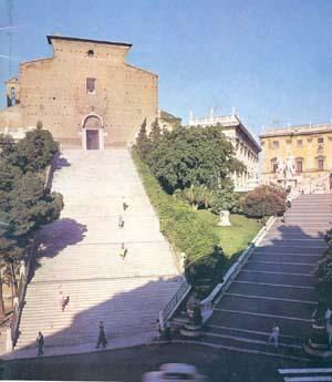 la colina del Campidoglio, subiendo por las escaleras de Miguel Ángel... http://www.traditioninaction.org/religious/religiousimages/A009c_Ara_Coeli.jpg