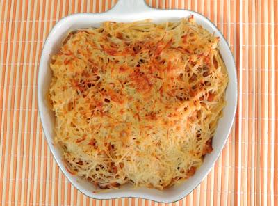 Tallarines boloñesa gratinados