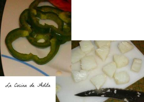 Cucharillas, con pisto manchego , bacalao y pimientos en tempura Cucharillas, con pisto manchego , bacalao y pimientos en tempura