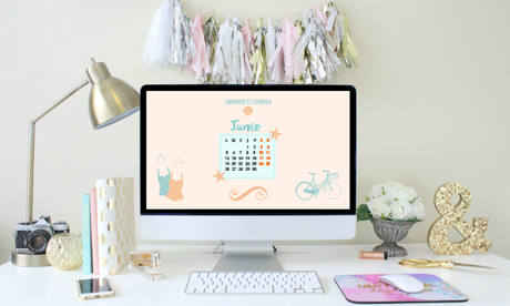 Fondo de Pantalla + Calendario Imprimible Junio 2016 Fondo de Pantalla + Calendario Imprimible Junio 2016