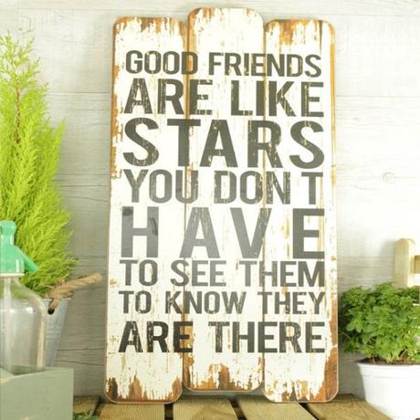 Cartel de madera Good friends are like stars: 