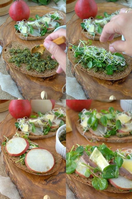 Tosta verde con peras y anchoas, un aperitivo con clase Tosta verde con peras y anchoas, un aperitivo con clase