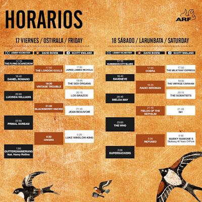 Horarios y distribución por escenarios del Azkena Rock Festival 2016