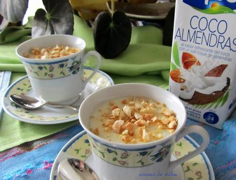 Flan libanés de coco y almendra con agua de azahar