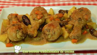 Pollo en salsa con dátiles y manzana receta fácil Pollo en salsa con dátiles y manzana