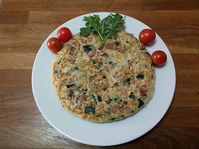 Tortilla de calabacín y beicon