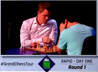 Magnus Carlsen en el París Grand Chess Tour (1ª y 2ª ronda a 25’ + 10”)