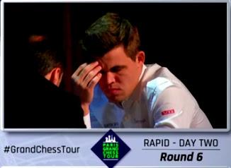 Magnus Carlsen en el París Grand Chess Tour (6ª ronda a 25’ + 10”)