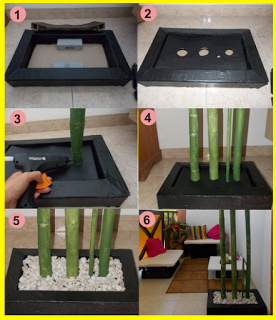 Decoarción con bambú Decoración con bambu de cartón