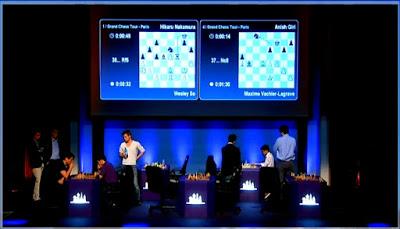 Magnus Carlsen en el París Grand Chess Tour (Desde la sexta hasta la novena ronda de la 1ª vuelta del Torneo de blitz a 5’ + 2”)