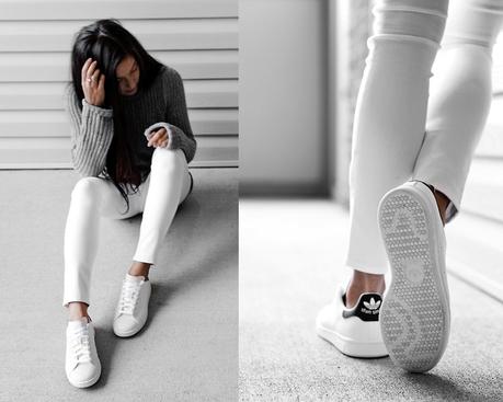 WHITE SNEAKERS ON