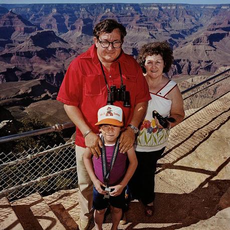 Man With Red Shirt With Family At South Rim Grand Canyon National Park Az