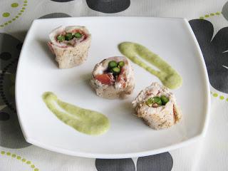 Rollitos de pollo con espárragos y jamón Rollitos de pollo con espárragos y jamón