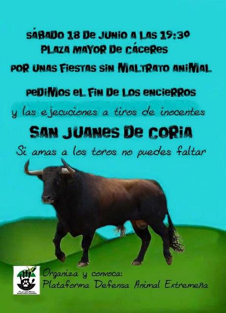 Por unas fiestas sin maltrato animal, manifestación en Cáceres manifestación caceras