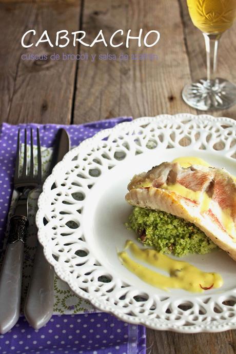 Cabracho, cuscus de brocoli y salsa de azafrán