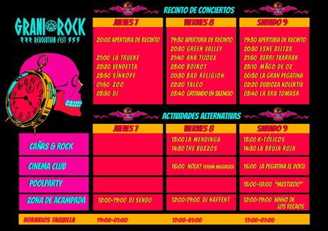 Granirock 2016, horarios Granirock 2016, horarios