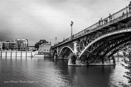 SEVILLA en BLANCO y NEGRO: ALREDEDORES DEL PUENTE DE ISABEL II y MERCADO DE TRIANA