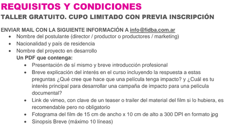 Taller gratuito de Producción de Impacto, aplicado a largometraje documental Taller gratuito de Producción de Impacto, aplicado a largometraje documental