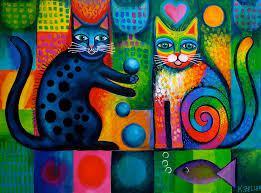 Minino malabarista y gato arcoíris