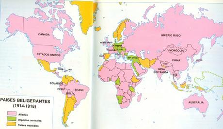MAPA: BELIGERANTES Y NEUTRALES EN LA PRIMERA GUERRA MUNDIAL MAPA: BELIGERANTES Y NEUTRALES EN LA PRIMERA GUERRA MUNDIAL