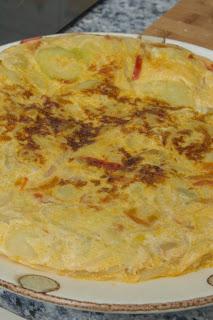 Tortilla de patata, calabacín y pimiento dulce al microondas Tortilla de patata, calabacín y pimiento dulce al microondas