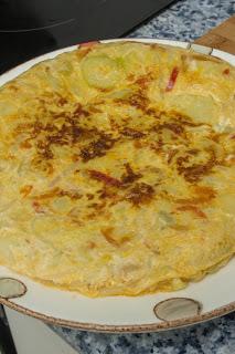 Tortilla de patata, calabacín y pimiento dulce al microondas Tortilla de patata, calabacín y pimiento dulce al microondas