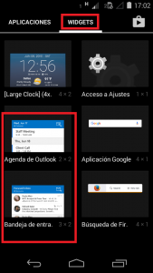 Widget de Outlook para Android