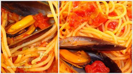 Tallarines con mejillones