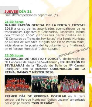 Hoy jueves en la Feria de Almadén 2016