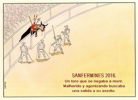 Toreo - Sanfermines (viñeta de Paco Catalán)