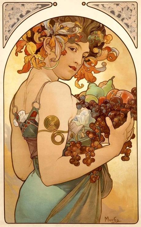 Fruit. Alphonse Mucha. Litografía en color, 1897. Museo Vivanco de la Cultura del Vino.