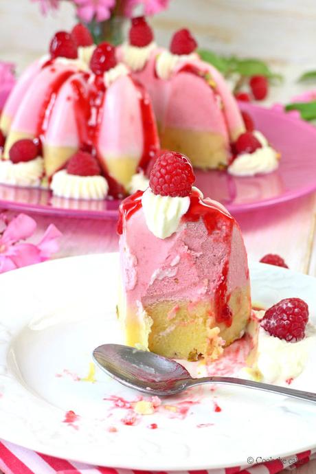 Tarta helada de mousse de frambuesas y crema de vainilla y pistachos mousse-de-frambuesas, pistachos, vainilla, rasberry-tart