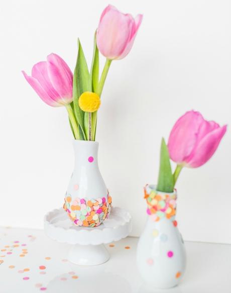 DIY floreros con confeti