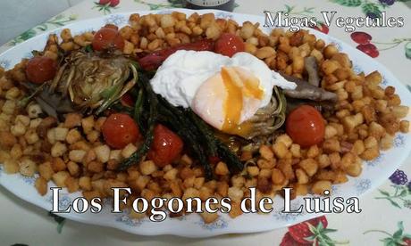 MIGAS CON VERDURAS Y HUEVO ESCALFADO