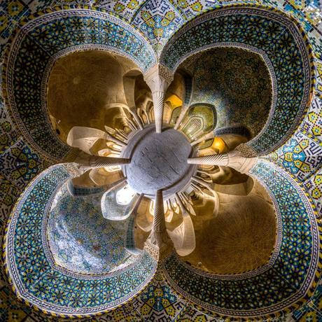 Little planet view of Vakil mosque, Shiraz