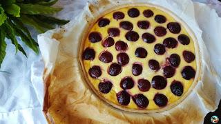 Tarta de melocotones amarillos