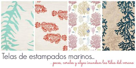 PECES, CORALES Y ALGAS... TELAS DE ESTAMPADOS MARINOS